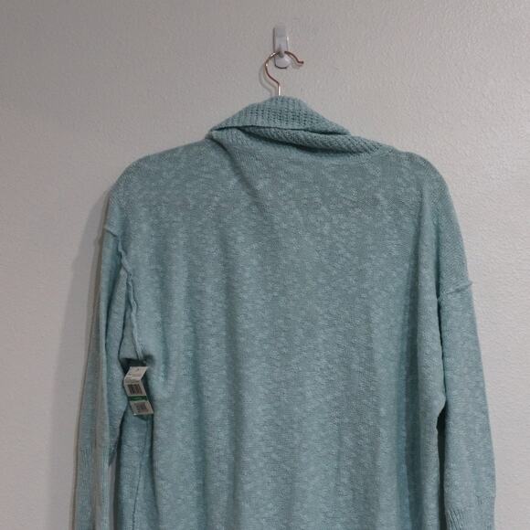 Turo by Vince Camuto Chalk Blue Exposed Seams Cowl Neck Sweater Sz L NWT - Picture 7 of 11
